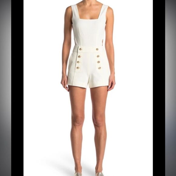 DEREK LAM 10 CROSBY
Maru Button Accent Cutout Romper In Soft White - Picture 8 of 8